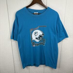 Vintage 90’s Lee Sports Miami Dolphins Teal Tee Shirt Size Large